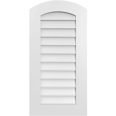 Ekena Millwork Arch Top Surface Mount PVC Gable Vent: Functional, w/ 3-1/2"W x 1"P Standard Frame, 18"W x 36"H GVPAR18X3601SF